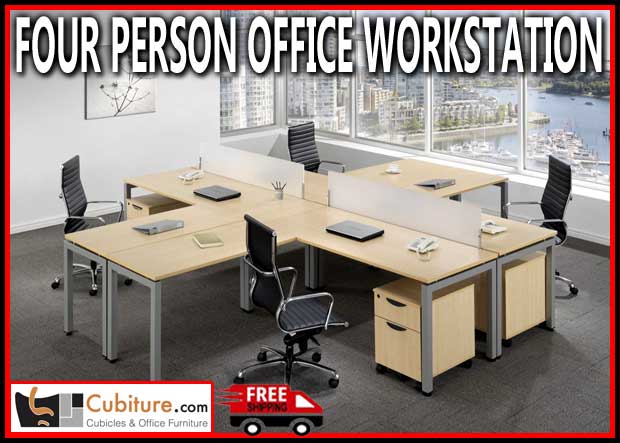 Four Person Office Workstations For Sale Factory Direct Prices With FREE Shipping