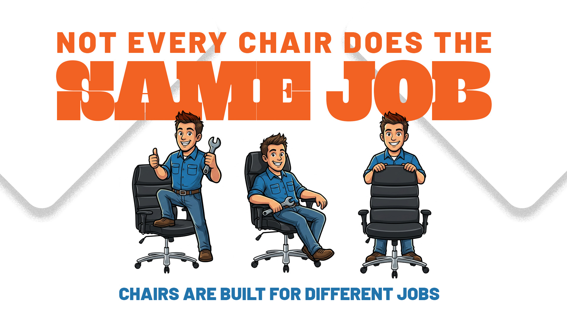 A row of different office chair styles side by side